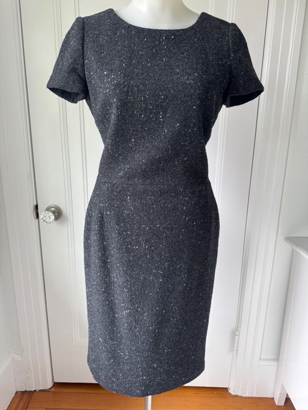 Oscar de la Renta sz 6 gray tweed knee-length midi dress S Small